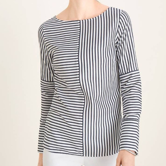 Chico's Tops - Chico's Mixed Stripe Pullover Top black , white sz 3 / XL